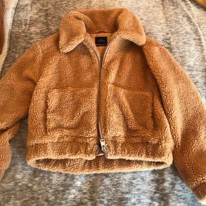 Urban outfitters cropped teddy jacket size s